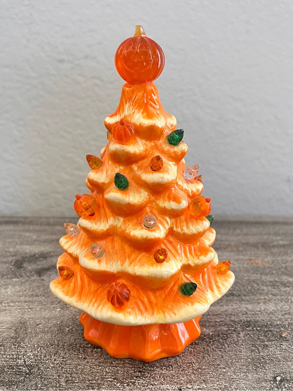 Halloween 6" Lighted Ceramic Christmas Tree - Pumpkins Jack O Lantern